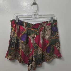 Vintage 1 London Women's 100% Washable Silk Pajama Shorts Multicolor L Luxury